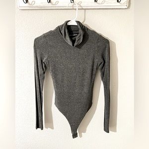 Naked Wardrobe TurtleNeck Bodysuit, heather grey, size Small